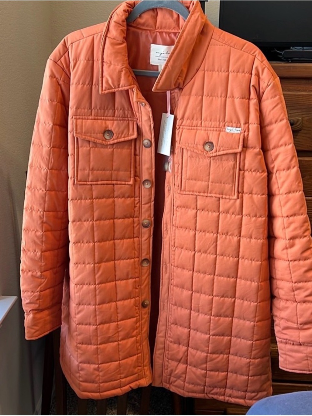 Lightweight Quilted Orange Jacket Coat - Women Sabrina